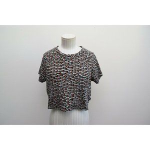 Nike Large Crop Top T Shirt Black Spell Out All Ov